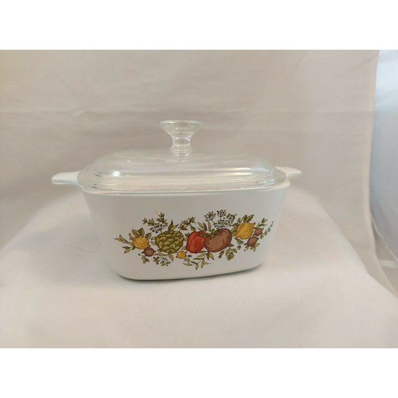 Vintage Corning Ware Spice of Life P-43 4 pc set- 2x2 3/4 + 1x1 1/2 cup + 1 lid - Picture 5 of 11
